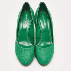 Sergio Rossi Green Canvas Platform Pumps Size 40.5