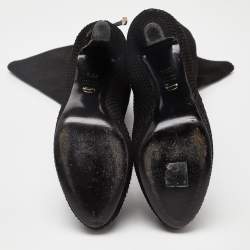 مملوكة مسبقًا Sergio Rossi Black Snakeskin Embossed Leather Platform Knee Length Boots Size 38.5