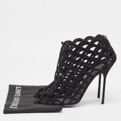 Pre Owned Sergio Rossi Black Suede Cut Out Sandals Size 40