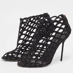 Pre Owned Sergio Rossi Black Suede Cut Out Sandals Size 40