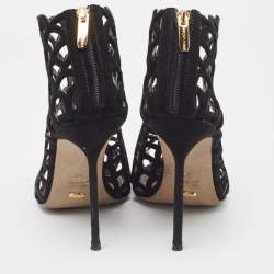 Pre Owned Sergio Rossi Black Suede Cut Out Sandals Size 40