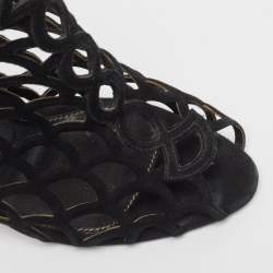 Pre Owned Sergio Rossi Black Suede Cut Out Sandals Size 40