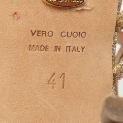 مملوكة مسبقًا Sergio Rossi Gold Glitter Cut Out Sandals Size 41