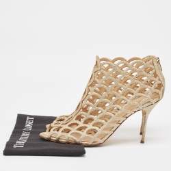مملوكة مسبقًا Sergio Rossi Gold Glitter Cut Out Sandals Size 41