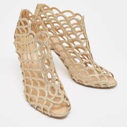 مملوكة مسبقًا Sergio Rossi Gold Glitter Cut Out Sandals Size 41