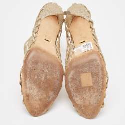 مملوكة مسبقًا Sergio Rossi Gold Glitter Cut Out Sandals Size 41