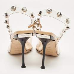 Sergio Rossi Beige/Transparent PVC Crystal Embellished Slingback Pumps Size 38.5