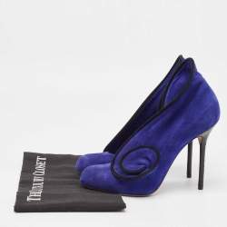 مملوكة مسبقًا Sergio Rossi Blue Suede Twirl Pumps Size 37