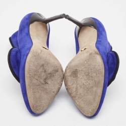 مملوكة مسبقًا Sergio Rossi Blue Suede Twirl Pumps Size 37