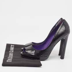 Sergio Rossi Black Python Peep Toe Pumps Size 37.5