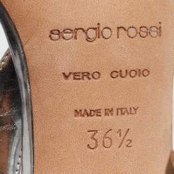 Pre Owned Sergio Rossi Silver Leather Strappy Slingback Sandals Size 36.5