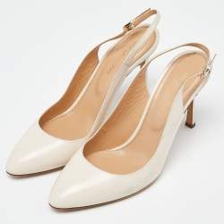 Sergio Rossi Beige Leather Slingback Pumps Size 38