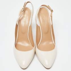 Sergio Rossi Beige Leather Slingback Pumps Size 38