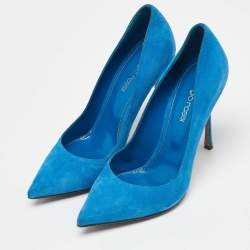 Sergio Rossi Navy Blue Suede Pointed Toe Pumps Size 36.5