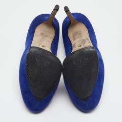 Sergio Rossi Blue Suede Platform Pumps Size 38