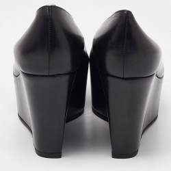 Sergio Rossi Black Leather Wedge Platform Pumps Size 38