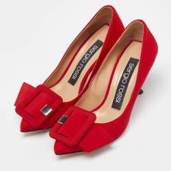Sergio Rossi Red Satin Buckle Pumps Size 35.5