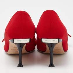 Sergio Rossi Red Satin Buckle Pumps Size 35.5