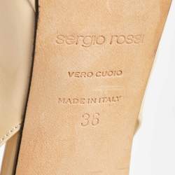 Sergio Rossi Beige Patent Leather Peep Toe Slingback Pumps Size 36