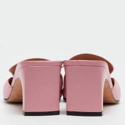 Pre Owned Sergio Rossi Pink Leather Slide Sandals Size 38.5