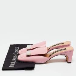 Pre Owned Sergio Rossi Pink Leather Slide Sandals Size 38.5