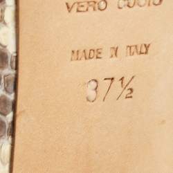 Pre Owned Sergio Rossi Beige Python Leather Peep Toe Pumps Size 37.5