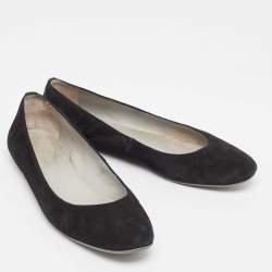 Sergio Rossi Black Suede Round Toe Ballet Flats Size 39.5