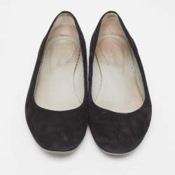 Sergio Rossi Black Suede Round Toe Ballet Flats Size 39.5