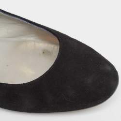 Sergio Rossi Black Suede Round Toe Ballet Flats Size 39.5