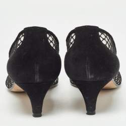 Sergio Rossi Black Suede and Mesh Crystals Pumps Size 37