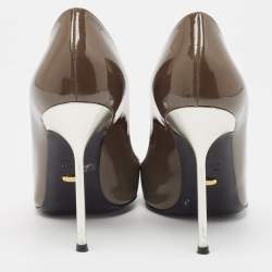 Sergio Rossi Grey/Black Patent Leather Cap Toe Pumps Sie 37