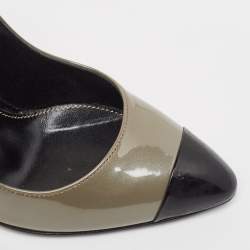 Sergio Rossi Grey/Black Patent Leather Cap Toe Pumps Sie 37