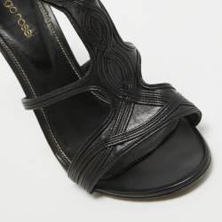 Sergio Rossi Black Leather Open Toe Cut Out Sandals Size 40