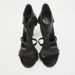 Sergio Rossi Black Leather Open Toe Cut Out Sandals Size 40