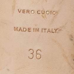 Pre Owned Sergio Rossi Cream Leather Crystal Embellished Ankle Strap Sandals Size 36