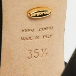 Pre Owned Sergio Rossi Black Suede Crystal Embellished Platform Ankle Strap Sandals Size 35.5