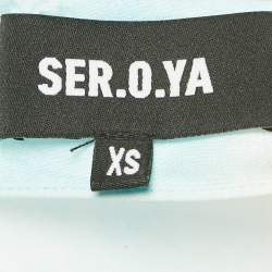 مملوكة مسبقًا Ser.o.ya Blue Abstract Print Satin Silvana Maxi Skirt XS