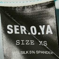 مملوكة مسبقًا Ser.o.ya Blue Abstract Print Satin Silvana Maxi Skirt XS