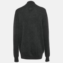 Shanghai Tang Grey Cashmere Blend Button Front Cardigan L