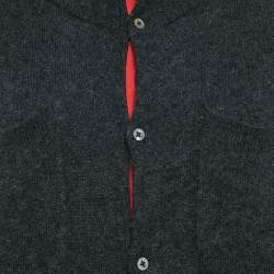 Shanghai Tang Grey Cashmere Blend Button Front Cardigan L