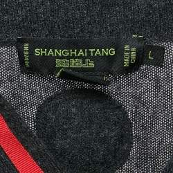 Shanghai Tang Grey Cashmere Blend Button Front Cardigan L