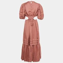 Pre Owned Shona Joy Pink Linen Blend Cut-Out Maxi Dress M