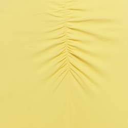 Pre Owned Shona Joy Yellow Crepe Halter Neck Pierce Maxi Dress S