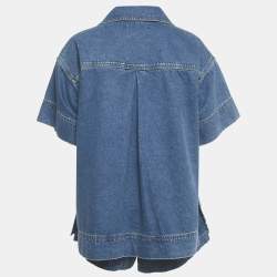 Pre Owned Shona Joy Blue Denim Top and Shorts Set M/L