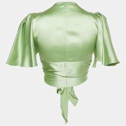 Pre Owned Silk Roads by Adriana Iglesias Mint Green Silk Front Tie -Up Lanna Top XS