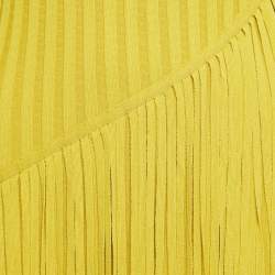Simon Miller Yellow Rib Knit Fringed Maxi Dress XS