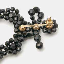 Pre Owned Simone Rocha Black Beaded Gold Tone Earrings