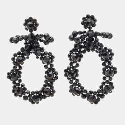 Pre Owned Simone Rocha Black Beaded Gold Tone Earrings