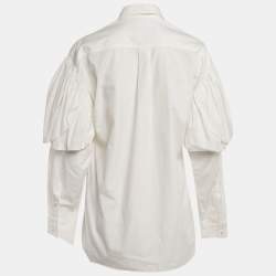Pre Owned Simone Rocha White Cotton Gathered Sleeve Detail Shirt M