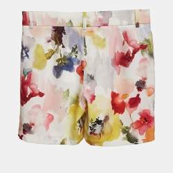 Simonetta Multicolor Floral Print Crepe Ruffled Shorts S